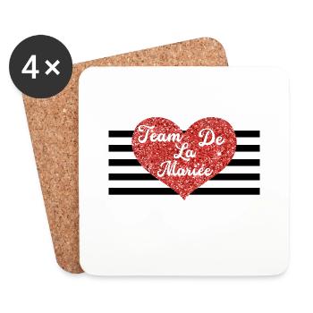The bride's team with red heart-matching tshirt - Coasters (set of 4) - white - Front