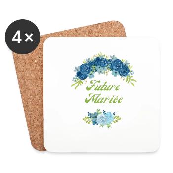 Bride-to-be Blue Flowers - Matching tshirt - Coasters (set of 4) - white - Front