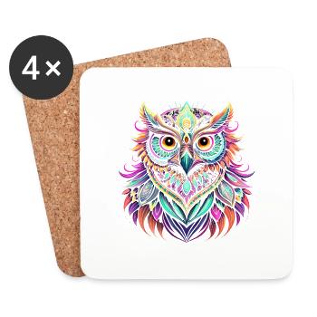 Chouette - Dessous de verre (lot de 4) - blanc - Devant