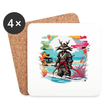 Samurai / Japanese / Harakiri / Katana / Man - Coasters (set of 4) - white - Front