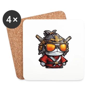 Samurai / Japanese / Harakiri / Katana / Man - Coasters (set of 4) - white - Front