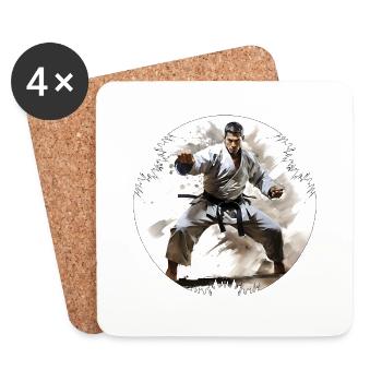 Karate can improve concentration - Coasters (set of 4) - white - Front