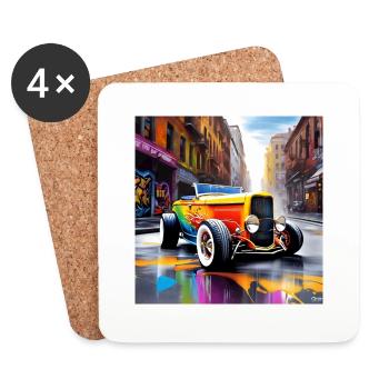 Hotrod V8 - Coasters (set of 4) - white - Front