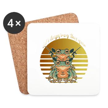 let's leapfrog this year, paintball tecnique - Coasters (set of 4) - white - Front