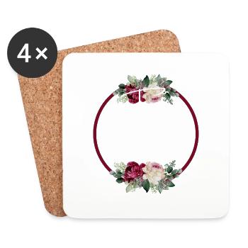 Team Floral Strap - Matching Tshirt - Coasters (set of 4) - white - Front