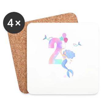 2e anniversaire sirène - Dessous de verre (lot de 4) - blanc - Devant