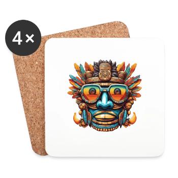 Mayan / Hochkultur / Peru / Maya Kalender / Motiv - Untersetzer (4er-Set) - Weiß - Vorne