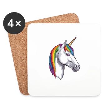 Pixelated Unicorn pixel unicorn, mythical creatur - Coasters (set of 4) - white - Front