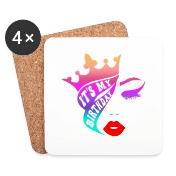 Beautiful female paint art Face colorful woman - Coasters (set of 4) - white - Front