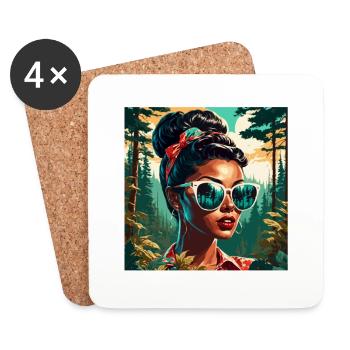 Rockabilly / Pin-up Girl / Girl Power / 50s - Coasters (set of 4) - white - Front