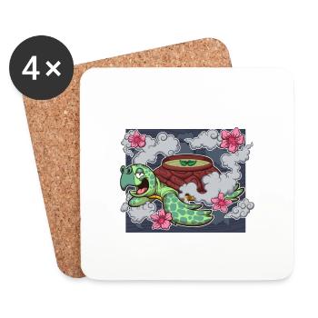 Tee-Schildkröte - Untersetzer (4er-Set) - Weiß - Vorne