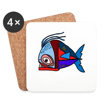 Fisch - Untersetzer (4er-Set) - Weiß - Vorne