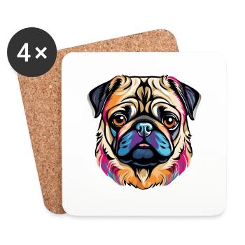 Pug - Coasters (set of 4) - white - Front