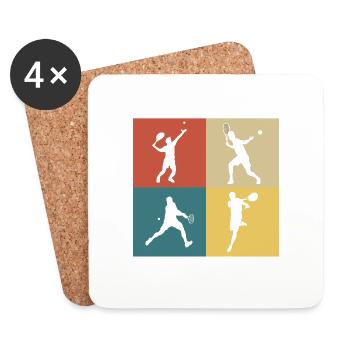 tennis vintage rétro - Dessous de verre (lot de 4) - blanc - Devant
