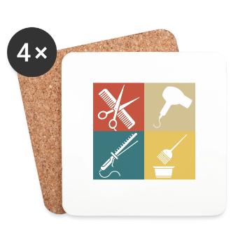 Retro Vintage Friseur - Untersetzer (4er-Set) - Weiß - Vorne