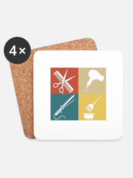 Retro Vintage Friseur - Untersetzer (4er-Set) - Weiß