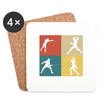 Retro Vintage Fencer - Coasters (set of 4) - white - Front