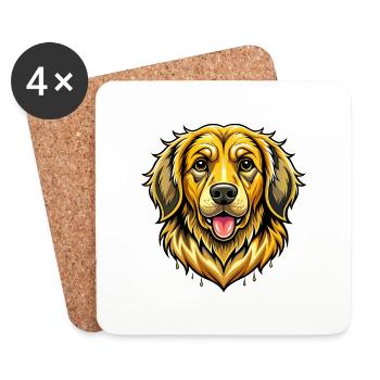Golden Retriever - Coasters (set of 4) - white - Front