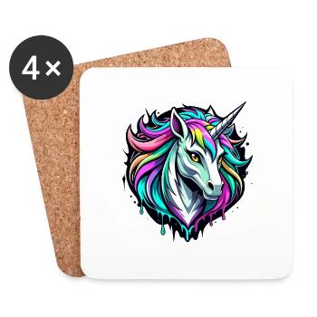 Licorne - Dessous de verre (lot de 4) - blanc - Devant
