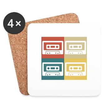 Retro Vintage Kassette - Untersetzer (4er-Set) - Weiß - Vorne