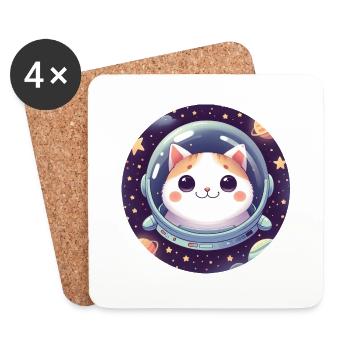 Weltraum Katze Astronaut - Untersetzer (4er-Set) - Weiß - Vorne