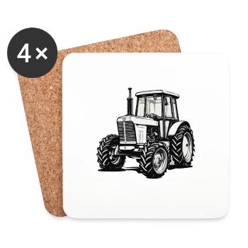 Tracteur / Agriculture / Agriculteur / Travail des champs - Dessous de verre (lot de 4) - blanc - Devant