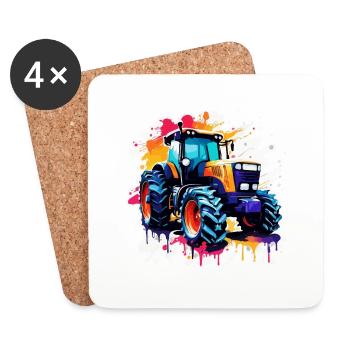 Tractor / Agriculture / Farmer / Field Work - Coasters (set of 4) - white - Front