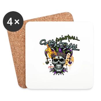 Paintball carnival, Mardi Gras jester skull - Coasters (set of 4) - white - Front