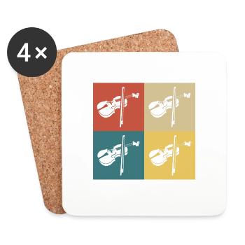 violon vintage rétro - Dessous de verre (lot de 4) - blanc - Devant