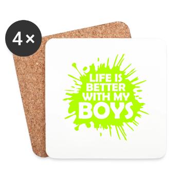 Life Is Better With My Boys Das Leben ist besser - Untersetzer (4er-Set) - Weiß - Vorne