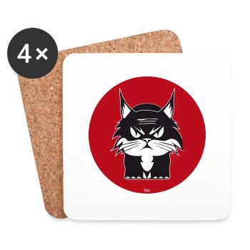 Cat/Katze Japan Bo-Grafik - Untersetzer (4er-Set) - Weiß - Vorne