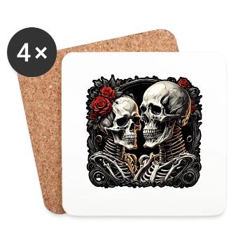 Skull / Totenkopf / Skelett / Gothic / Tattoo - Untersetzer (4er-Set) - Weiß - Vorne