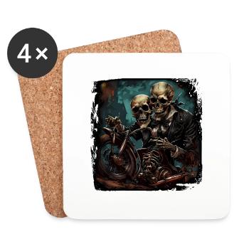 Skull / Totenkopf / Skelett / Gothic / Tattoo - Untersetzer (4er-Set) - Weiß - Vorne