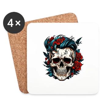 Skull / Totenkopf / Skelett / Gothic / Tattoo - Untersetzer (4er-Set) - Weiß - Vorne