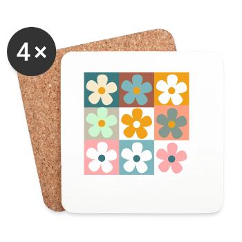 Retro Daisy Flowers - Coasters (set of 4) - white - Front