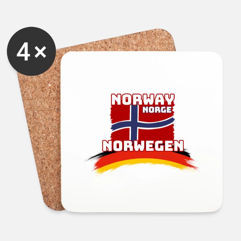 Norwegen Deutschland - Untersetzer (4er-Set) - Weiß