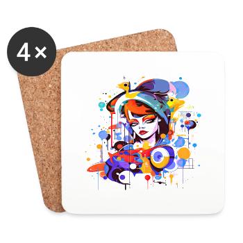Beautiful female paint art Face colorful woman - Coasters (set of 4) - white - Front
