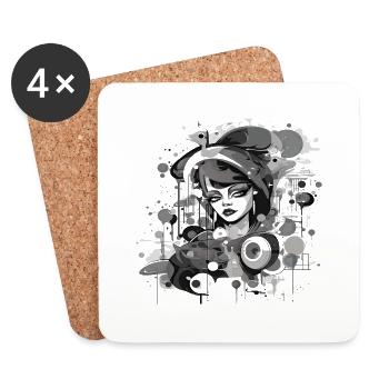 Beautiful female paint art Face colorful woman - Coasters (set of 4) - white - Front