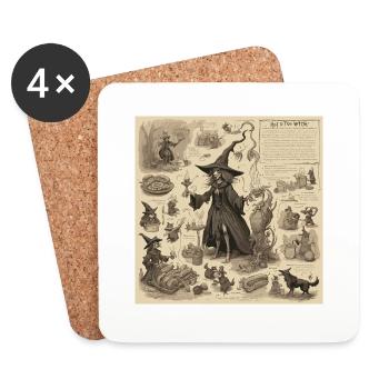 Witch's Handbook / Magic Book / Halloween / Autumn - Coasters (set of 4) - white - Front