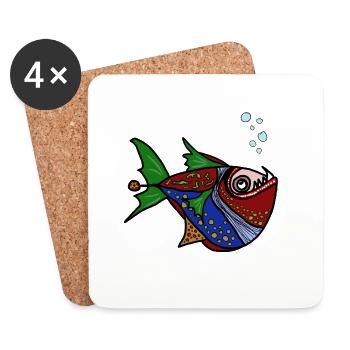 Fisch - Untersetzer (4er-Set) - Weiß - Vorne