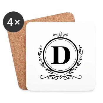 Letter D Decoration - Coasters (set of 4) - white - Front