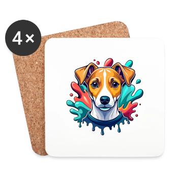 Jack Russel Terrier Color Splash - Dessous de verre (lot de 4) - blanc - Devant