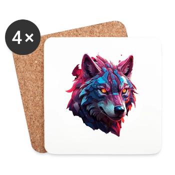 Wolf - Coasters (set of 4) - white - Front