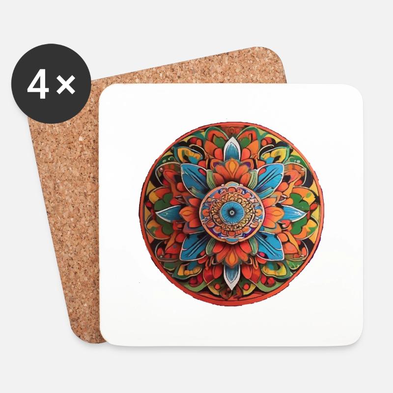 Mandala - Untersetzer (4er-Set) - Weiß