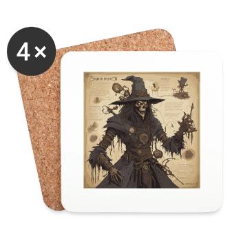 Manuel de la sorcière / grimoire / Halloween / automne - Dessous de verre (lot de 4) - blanc - Devant