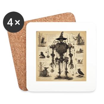 Manuel de la sorcière / grimoire / Halloween / automne - Dessous de verre (lot de 4) - blanc - Devant