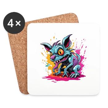 Chupacabra / Créature suceuse / Monstre /Espagne - Dessous de verre (lot de 4) - blanc - Devant