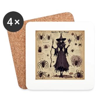 Manuel de la sorcière / grimoire / Halloween / automne - Dessous de verre (lot de 4) - blanc - Devant