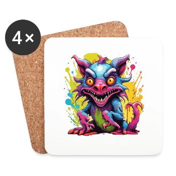 Chupacabra / Créature suceuse / Monstre /Espagne - Dessous de verre (lot de 4) - blanc - Devant
