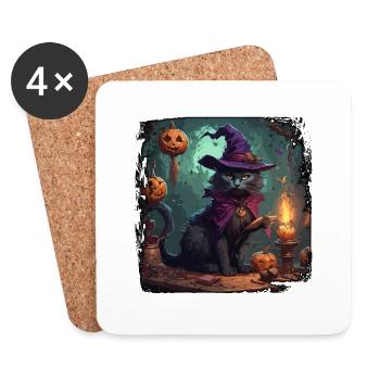 Hexenhandbuch / Zauberbuch / Halloween / Herbst - Untersetzer (4er-Set) - Weiß - Vorne